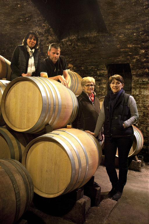 The team in Domaine Georges Mugneret-Gibourg's cellars